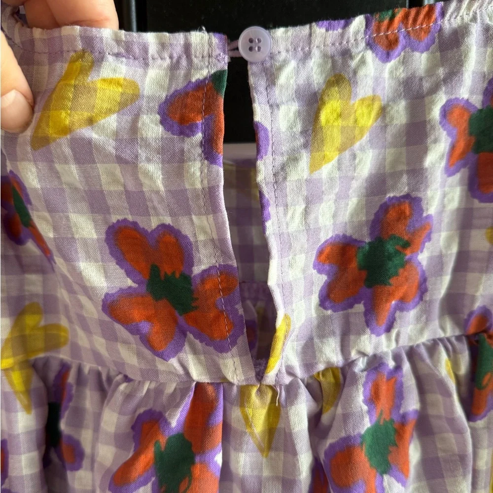 NWT Floral Heart Print Short Sleeve Puff Ruffle Top Size Medium - Picture 8 of 11